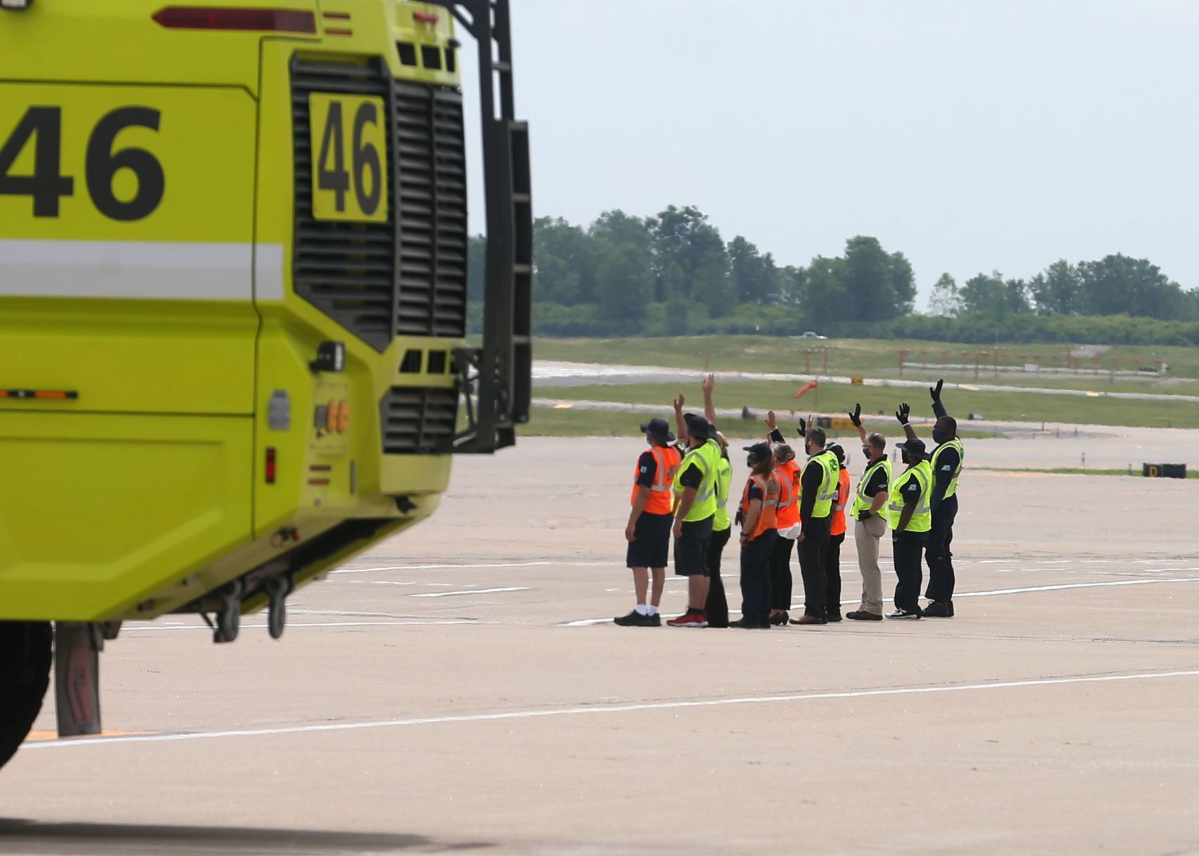 Spirit celebrates first STL departure with water cannon salute